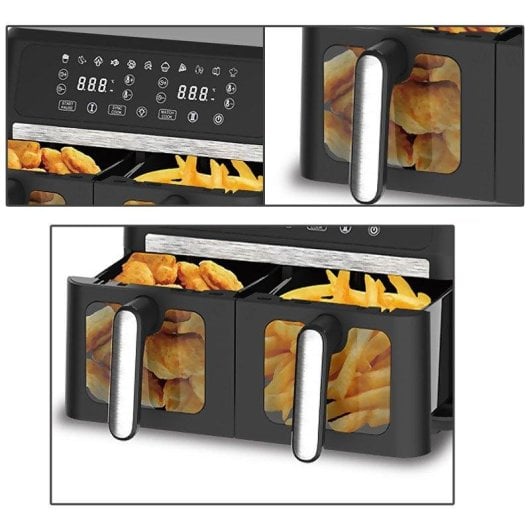 Friggitrice ad aria Dam Electronics 11L 3000W doppio cestello display touch finestra