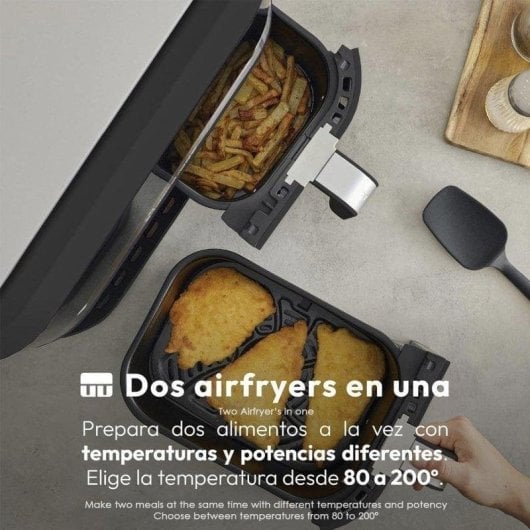 Fritadeira de Ar Dam Electronics 10L 3000W dupla cuba painel digital temporizador