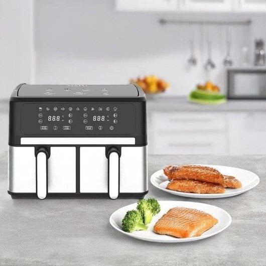 Fritadeira de Ar Dam Electronics 10L 3000W dupla cuba painel digital temporizador