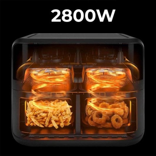 Friggitrice ad aria Dam Electronics Dual 11L 2800W doppio cestello touch e finestra