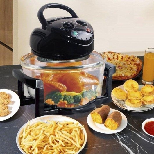 Freidora de aire Dam Electronics 13L 1400W multifunción con bol de cristal y temporizador