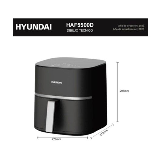Freidora de aire Hyundai HAF5500D 5,5L 1600W panel LED 10 programas y autoapagado