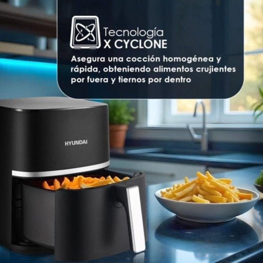 Freidora de aire Hyundai HAF7000D 7L 1800W display LED inox 10 programas