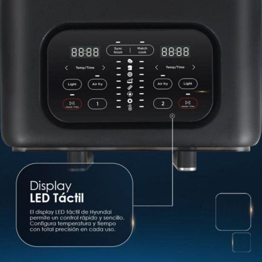 Freidora de aire Hyundai HAF8000DD 8L 2400W doble cesta display LED y programas automáticos