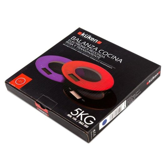 Bilancia da cucina elettronica Kuken rotonda 5 kg rossa vetro temperato LCD