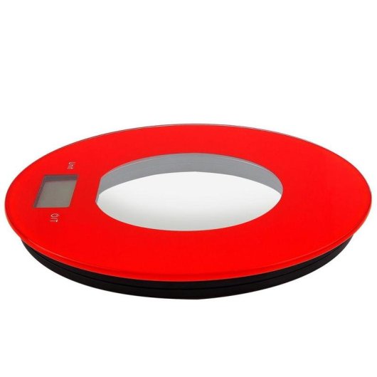 Bilancia da cucina elettronica Kuken rotonda 5 kg rossa vetro temperato LCD