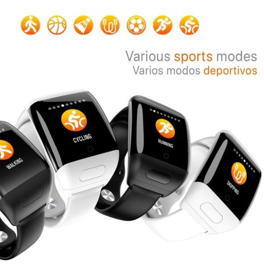 Pulsera de Actividad Dam Electronics G36 Bluetooth 5.0 Pantalla IPS Negra Autonomía 3.5 h Auriculares TWS Salud multideporte