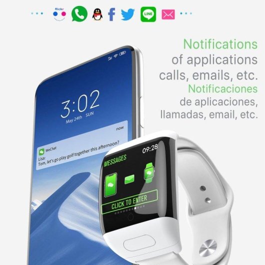 Pulsera de Actividad Dam Electronics G36 Bluetooth 5.0 Pantalla IPS Negra Autonomía 3.5 h Auriculares TWS Salud multideporte