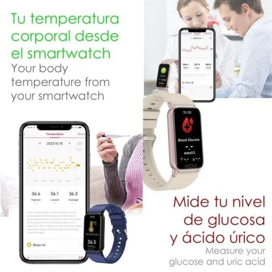 Aktivitätsarmband Dam Electronics TK72 Bluetooth 1,47 Zoll IPS Display IP68 200mAh Blutsauerstoff Pulsüberwachung Blutzuckeranalyse Glukosemanagement