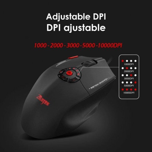Souris Dam Electronics C-16 Filaire USB 10000 DPI RGB 12 Boutons Noir Poids Ajustable