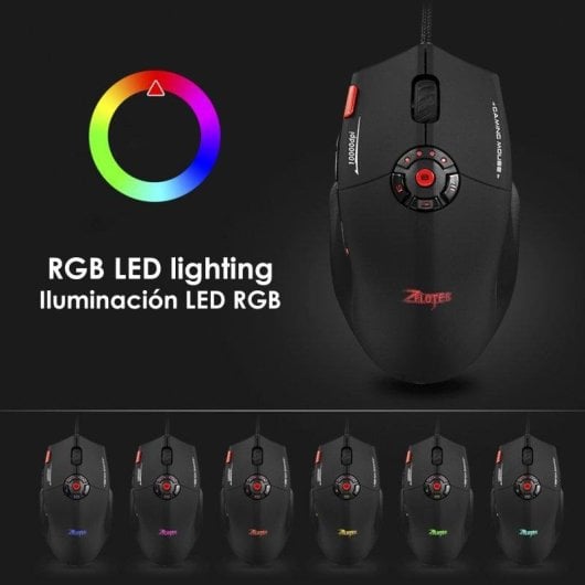 Souris Dam Electronics C-16 Filaire USB 10000 DPI RGB 12 Boutons Noir Poids Ajustable