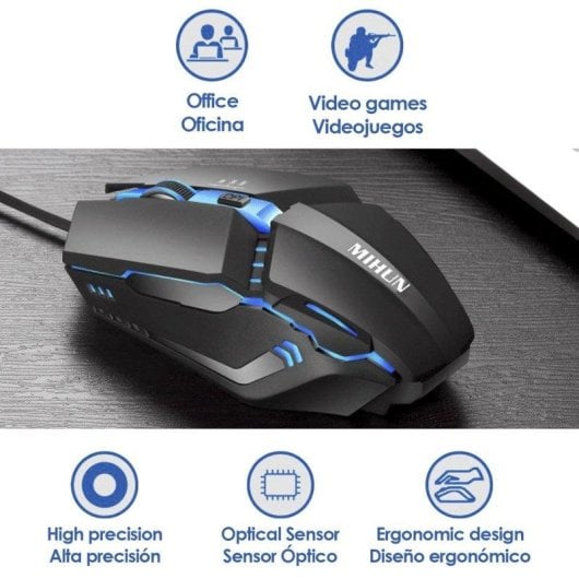 Souris Dam Electronics G314 USB 1600 DPI RGB Noir Ergonomique