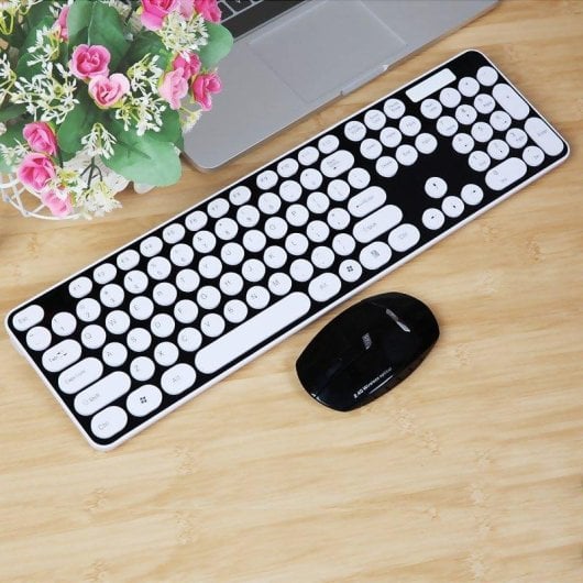 Teclado y Ratón Dam Electronics HK3960 Inalámbrico 2.4G 4 Botones Negro Ergonomía Baja Ruido