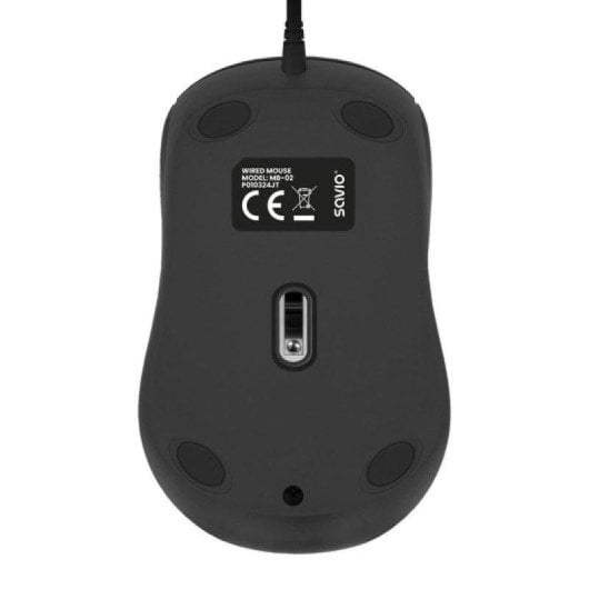 Savio MB-02 Souris Filaire USB-A 1200DPI Noir Câble 1,6m Plug and Play