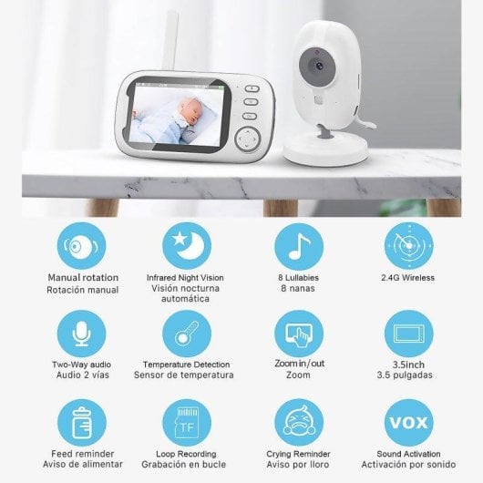 Cámara vigilabebés Dam Electronics VB603 Pro HD 720p pantalla 3,5" bidireccional
