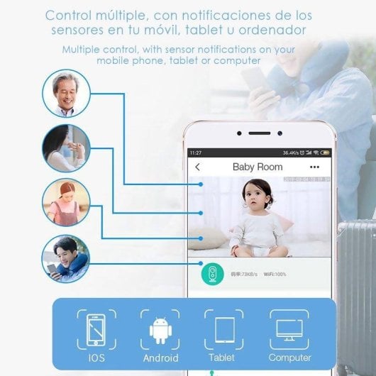 Cámara de vigilancia Dam Electronics Vigilabebés WiFi 2K 3MPX SD Visión 150º Audio Bidireccional