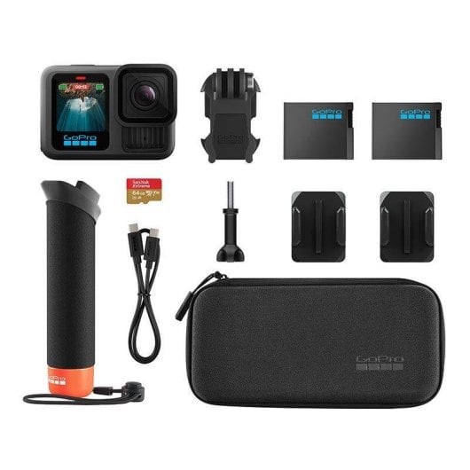 Câmara desportiva GoPro HERO13 Black 5.3K Pack + Acessórios WiFi GPS 27,6 MP