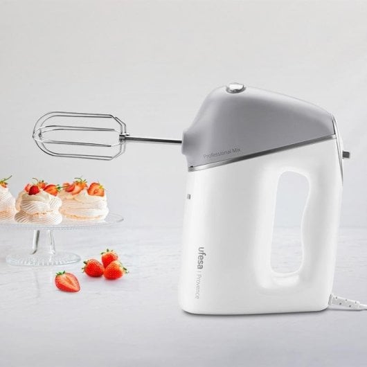 Batidora Ufesa Provence 600W 5 velocidades Turbo acero inoxidable blanca y gris