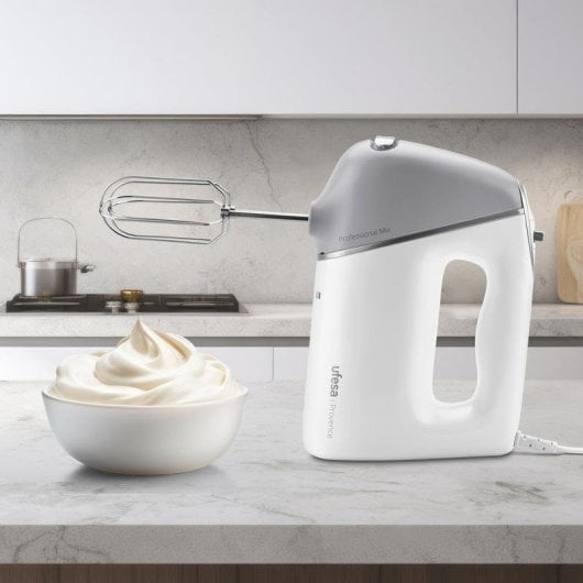 Batidora Ufesa Provence 600W 5 velocidades Turbo acero inoxidable blanca y gris