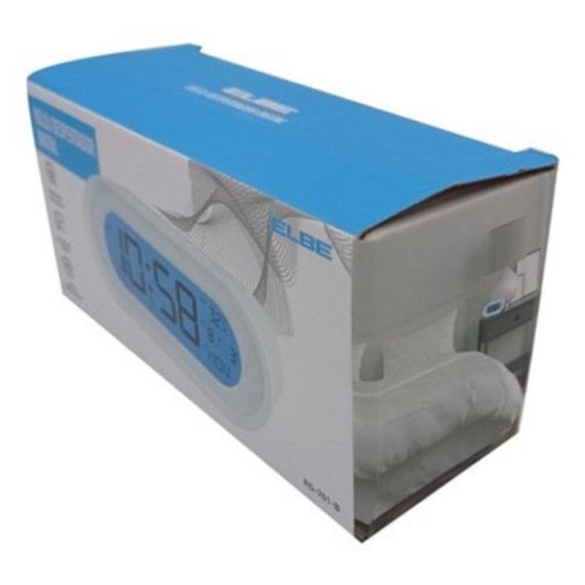 Réveil ELBE RD-701-B digital blanc écran LCD rétroéclairé Température