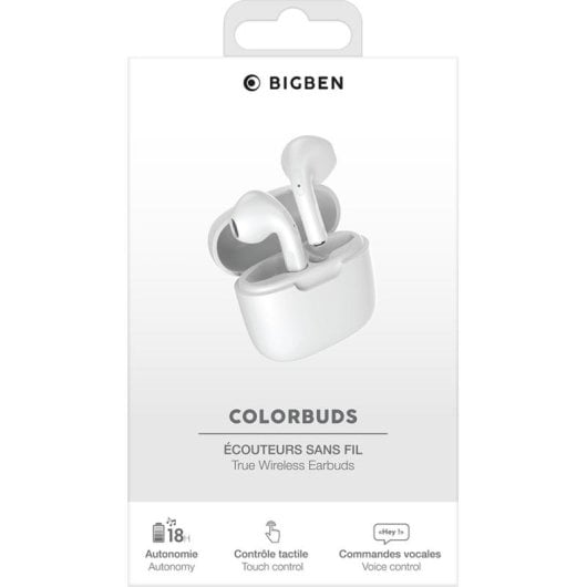 Auricolari Bigben COLORBUDS True Wireless Stereo Bluetooth per chiamate e musica bianchi