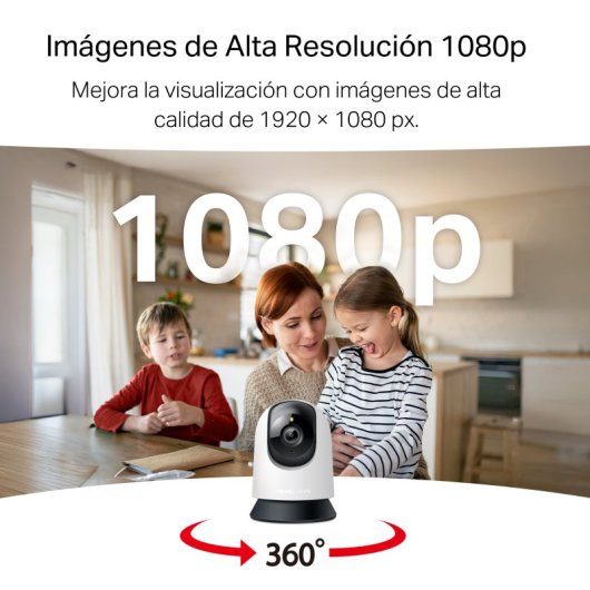 Mercusys MC200 Cámara de Vigilancia 1080P, Visión 360º, Visión Nocturna, Detección IA