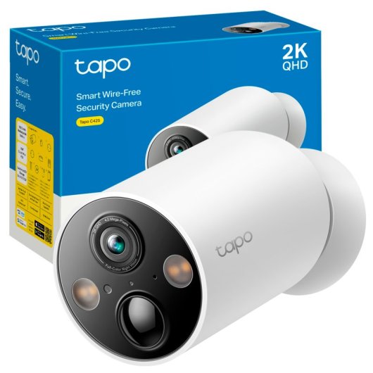 Tapo C425 Cámara de Vigilancia Exterior, 2K QHD, Detección IA Gratuita Avanzada, Visión Nocturna a Color