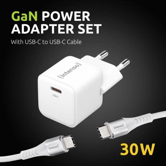 Caricatore Intenso 7803042 30W USB-C GaN Cavo 1,5m Bianco Ricarica Rapida