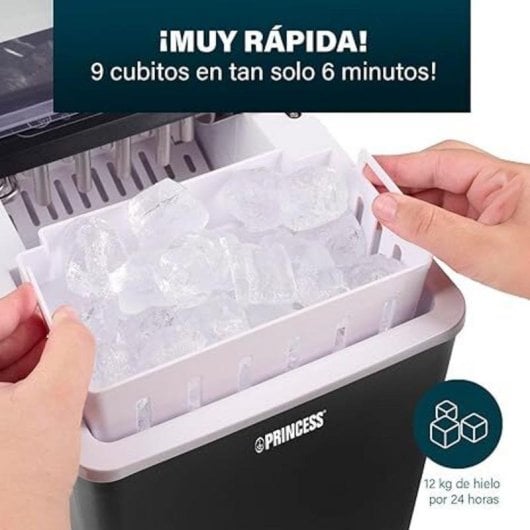 Máquina de hielo Princess 283098 portátil 12 kg 1,75 L negra dos tamaños
