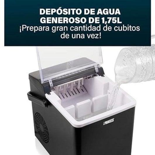 Máquina de hielo Princess 283098 portátil 12 kg 1,75 L negra dos tamaños
