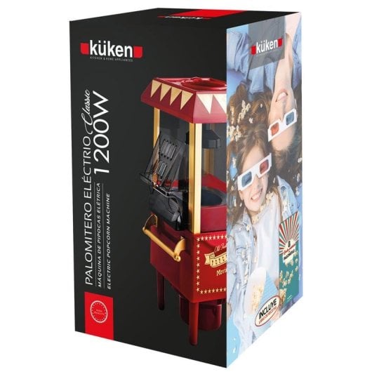 Popcornmaschine KUKEN 34056 Schwarz Rot Schnellstart 1200 W Antihaft