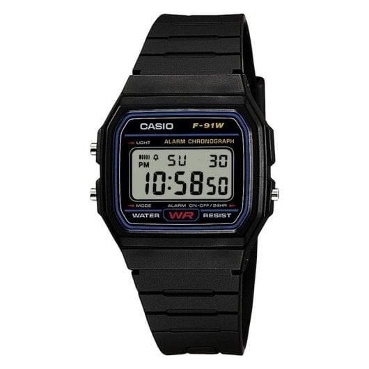 CASIO F-91W-1YEG 38mm Digital Negro Resina Cronómetro Alarma Retroiluminación LED Unisex