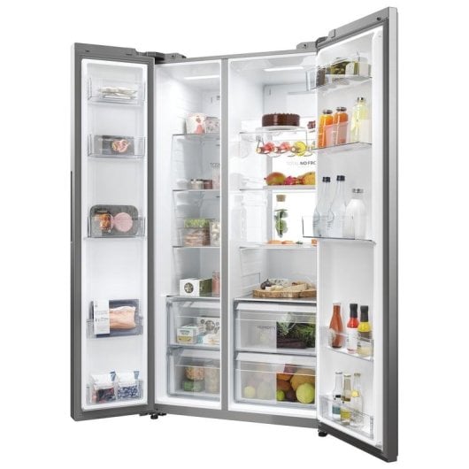 Frigorífico Americano Haier HSW79F18ANMM No Frost 178cm 611L A Inox Platino WiFi IA