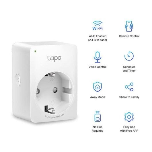 Prise intelligente TP-Link Tapo P100 Wi-Fi Bluetooth Intérieur 2300 W