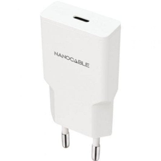 Chargeur Nanocable USB-C Power Delivery 20W 1 port compact blanc