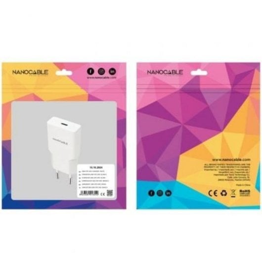 Caricatore Nanocable 25W USB-C Power Delivery Carica Rapida Bianco