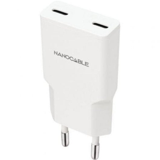 Caricatore Nanocable 2xUSB-C PD 25W Bianco ricarica rapida Power Delivery
