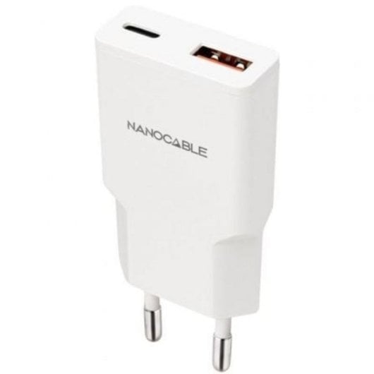 Caricatore Nanocable 10.10.2028 USB-C PD 30W USB-A QC Compatto Bianco
