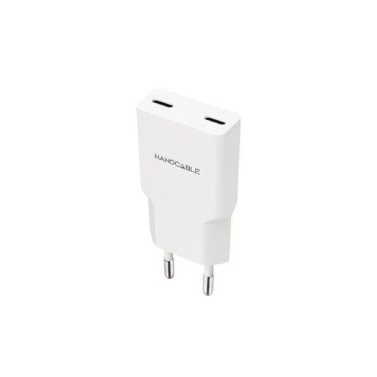 Carregador Nanocable 2xUSB-C/PD 30W Branco PPS carregamento rápido