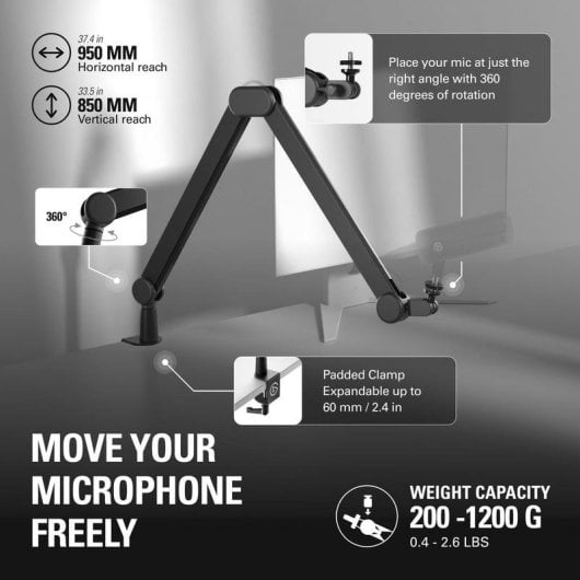 Elgato Wave Mic Arm MK.2 Braço Articulado com Gestão de Cabos e Elevador