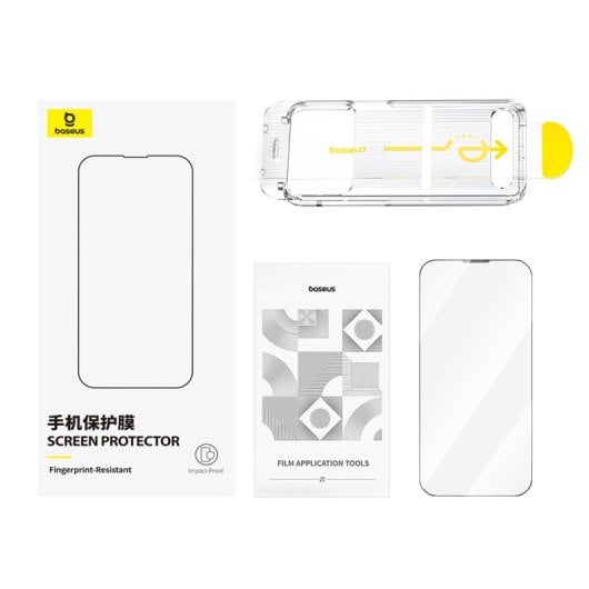 Kit Baseus iPhone 16 Pro Max Cargador 45W Funda Transparente Protector Cristal