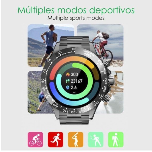 Dam Electronics G6 Max Bluetooth NFC 44mm LCD Negro Resistencia al Agua IP67 SpO2 Pulsómetro