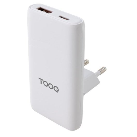 Carregador TooQ TQWC-GANSL65W1A1C GaN 65W USB-C PD USB-A QC Branco ultrafino