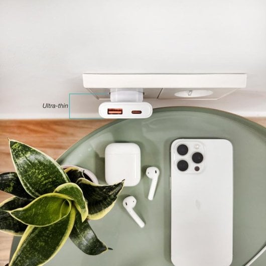 Carregador TooQ TQWC-GANSL65W1A1C GaN 65W USB-C PD USB-A QC Branco ultrafino