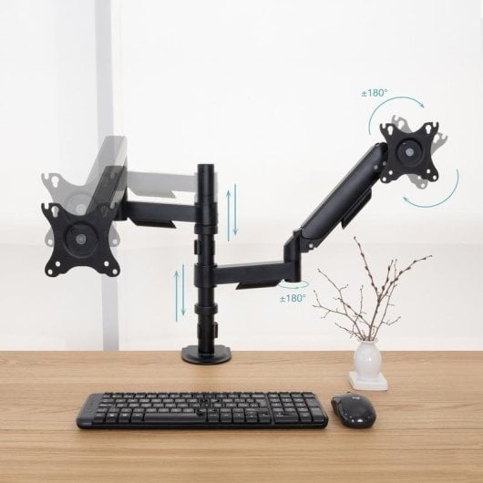 Supporto monitor TooQ DB1533TNR-B per 2 schermi 17-32 pollici regolabile nero