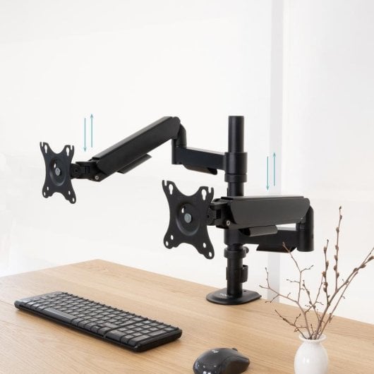 Supporto monitor TooQ DB1533TNR-B per 2 schermi 17-32 pollici regolabile nero