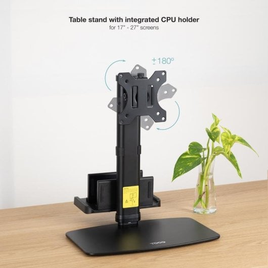 Supporto monitor TooQ DB1128TN-B per 17-27 pollici, VESA, con supporto CPU