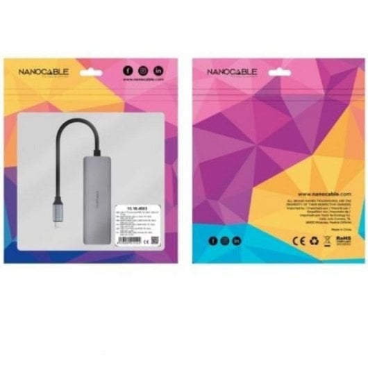 Adaptador Nanocable 10.16.4603 USB-C 3.1 a RJ45 con PD 100W y cable 18 cm gris