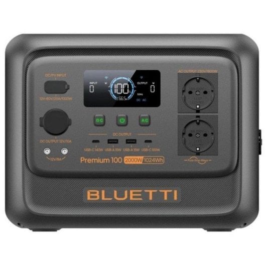 Station d’énergie BLUETTI Premium 100 V2 1024Wh 2 ports AC 4 ports DC 4 ports USB Batterie LiFePO4 Écran LCD Contrôle WiFi Bluetooth Solaire compatible