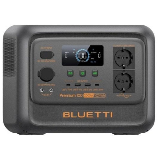 Station d’énergie BLUETTI Premium 100 V2 1024Wh 2 ports AC 4 ports DC 4 ports USB Batterie LiFePO4 Écran LCD Contrôle WiFi Bluetooth Solaire compatible